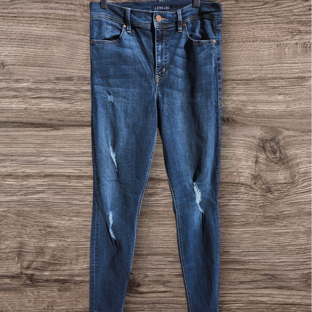 Anthropologie Level 99 Sz 30 High Rise Skinny Tanya Distressed Jeans #YF2897‎